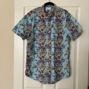 The Rail Blue Cloud Hot Floral Short Sleeve Hawaiian Shirt Size XL